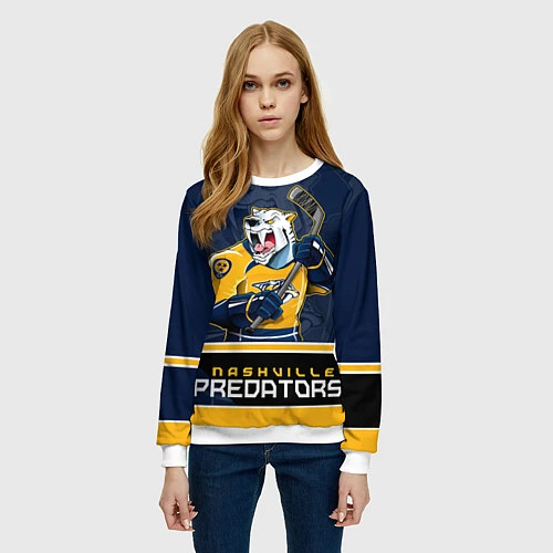 Женский свитшот Nashville Predators / 3D-Белый – фото 3