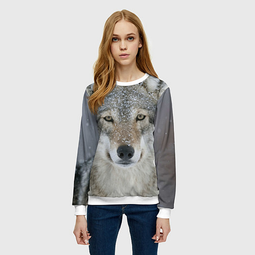 Женский свитшот Милый волк / 3D-Белый – фото 3