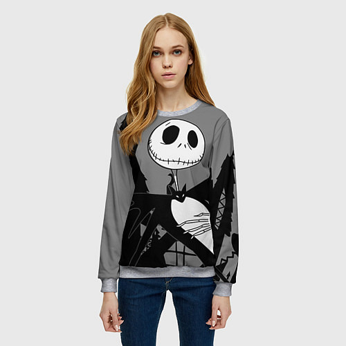 Женский свитшот Джек: повелитель тыкв / 3D-Меланж – фото 3