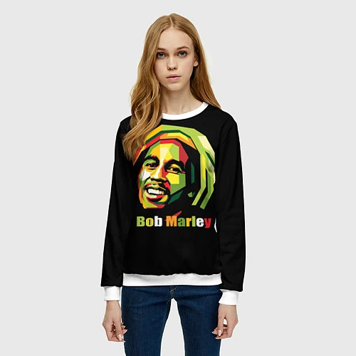 Женский свитшот Bob Marley Smile / 3D-Белый – фото 3