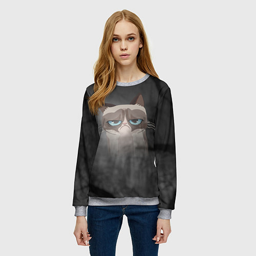 Женский свитшот Grumpy Cat / 3D-Меланж – фото 3