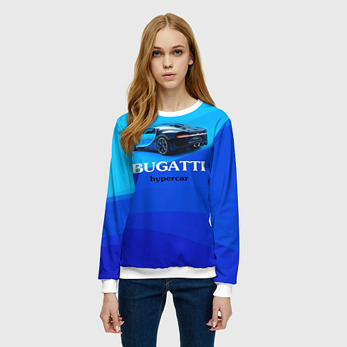 Женский свитшот Bugatti hypercar / 3D-Белый – фото 3