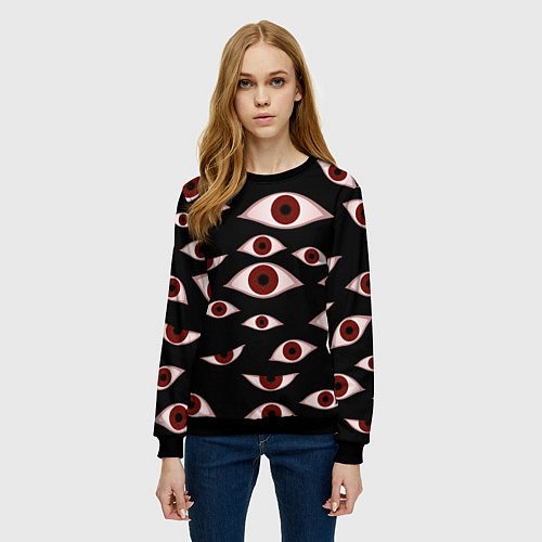 Женский свитшот Глаза / 3D-Черный – фото 3