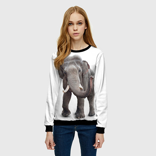 Женский свитшот Большой слон / 3D-Черный – фото 3