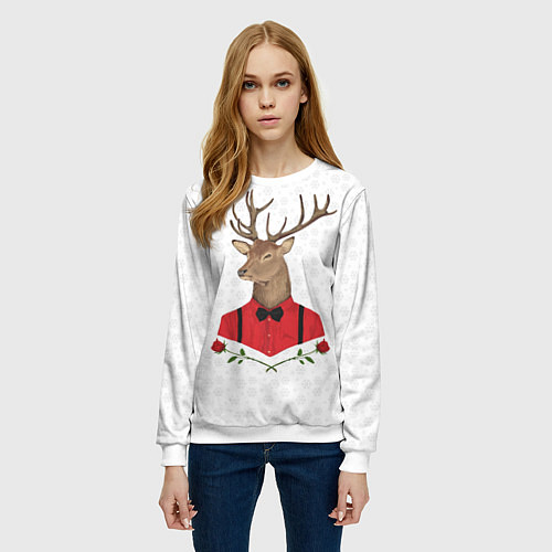Женский свитшот Christmas Deer / 3D-Белый – фото 3