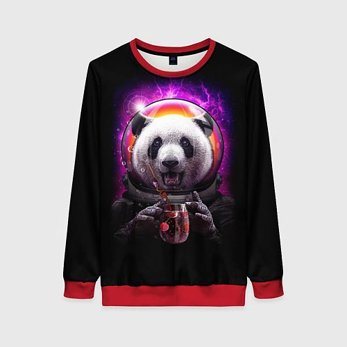 Женский свитшот Panda Cosmonaut / 3D-Красный – фото 1