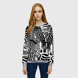 Свитшот женский Полосатая зебра, цвет: 3D-меланж — фото 2