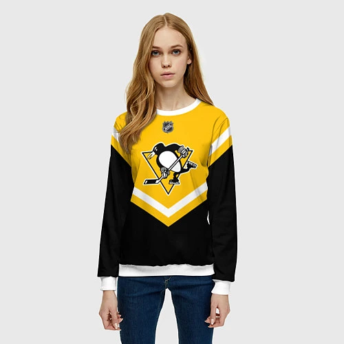 Женский свитшот NHL: Pittsburgh Penguins / 3D-Белый – фото 3