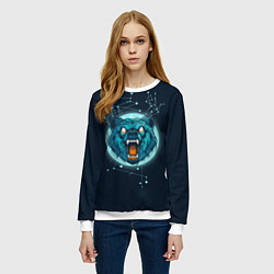 Свитшот женский Космический медведь, цвет: 3D-белый — фото 2