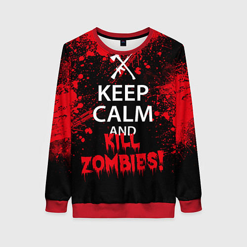 Женский свитшот Keep Calm & Kill Zombies / 3D-Красный – фото 1