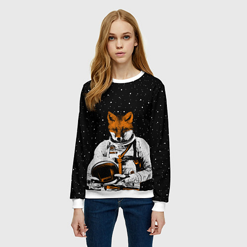 Женский свитшот Лис космонавт / 3D-Белый – фото 3