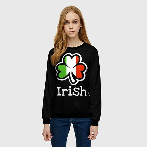 Женский свитшот Irish - tricolor clover / 3D-Черный – фото 3