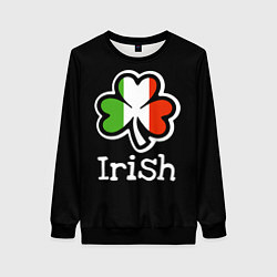 Свитшот женский Irish - tricolor clover, цвет: 3D-черный