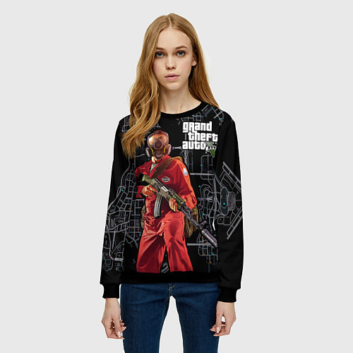Женский свитшот GTA V: Map / 3D-Черный – фото 3