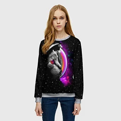 Свитшот женский Космический кот, цвет: 3D-меланж — фото 2