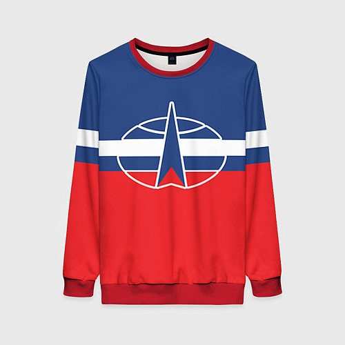 Женский свитшот Флаг космический войск РФ / 3D-Красный – фото 1