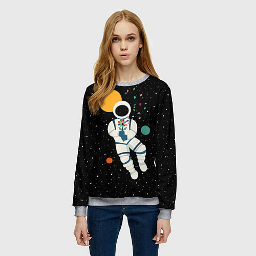 Женский свитшот Космический романтик / 3D-Меланж – фото 3