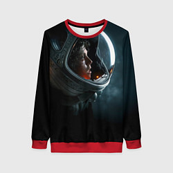 Свитшот женский Девушка космонавт, цвет: 3D-красный