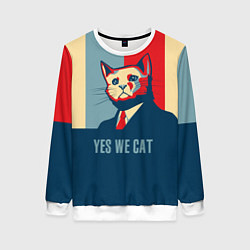 Свитшот женский Yes we CAT, цвет: 3D-белый