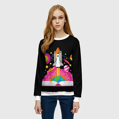 Женский свитшот Космос / 3D-Белый – фото 3