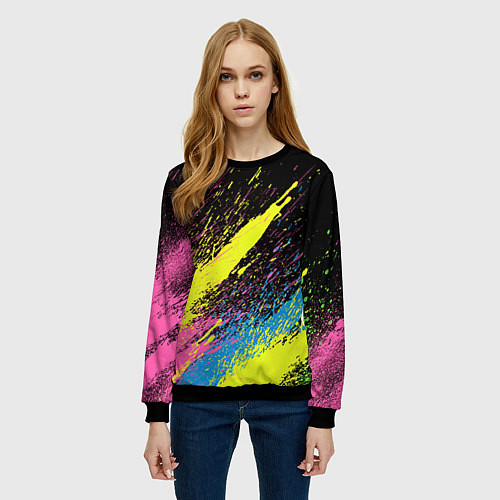 Женский свитшот Брызги / 3D-Черный – фото 3