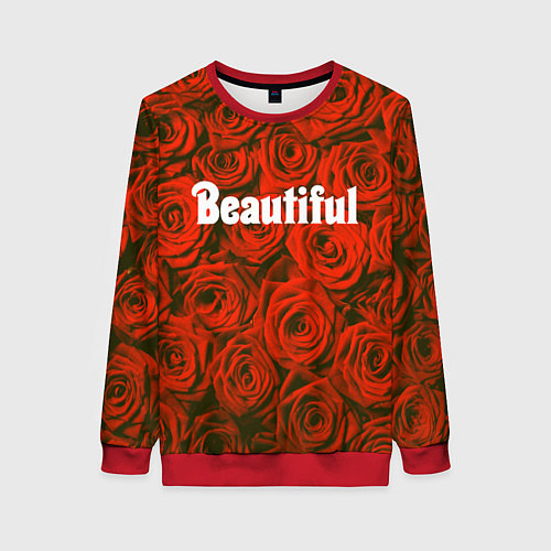 Женский свитшот Beautiful Roses / 3D-Красный – фото 1