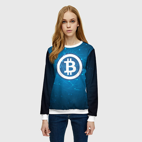 Женский свитшот Bitcoin Blue / 3D-Белый – фото 3
