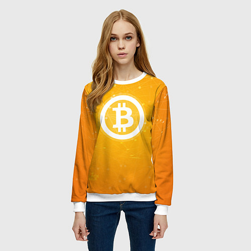 Женский свитшот Bitcoin Orange / 3D-Белый – фото 3
