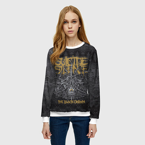Женский свитшот Suicide Silence: The Black Crown / 3D-Белый – фото 3