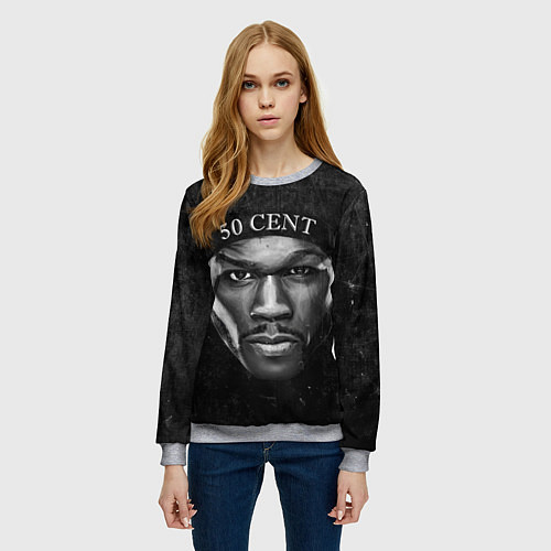 Женский свитшот 50 cent: black style / 3D-Меланж – фото 3