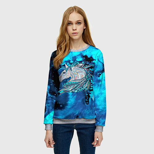 Женский свитшот Сказочная лошадь / 3D-Меланж – фото 3