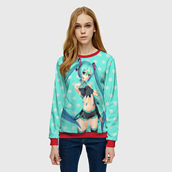 Свитшот женский Hatsune Miku, цвет: 3D-красный — фото 2