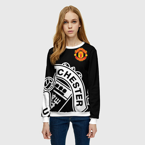 Женский свитшот Man United: Black Collection / 3D-Белый – фото 3