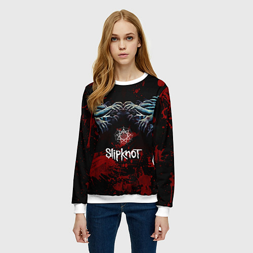 Женский свитшот Slipknot руки зомби / 3D-Белый – фото 3