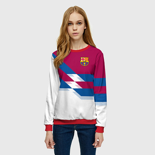 Женский свитшот Barcelona FC: White style / 3D-Красный – фото 3