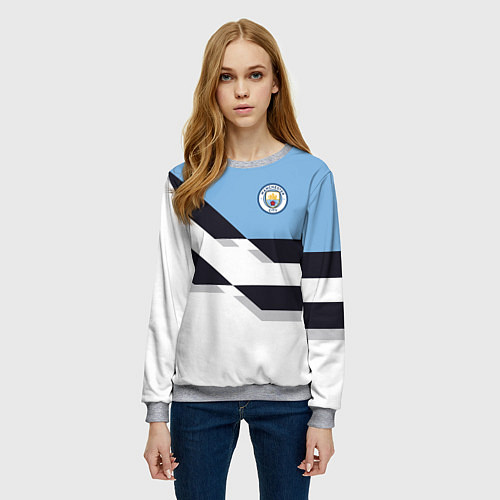 Женский свитшот Manchester City FC: White style / 3D-Меланж – фото 3