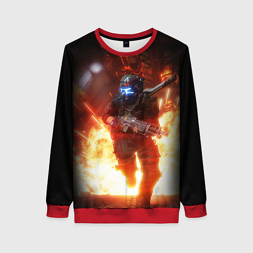 Женский свитшот Titanfall fighter runs / 3D-Красный – фото 1
