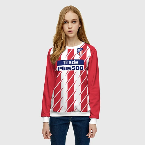 Женский свитшот Atletico Madrid FC: Grizman Home 17/18 / 3D-Белый – фото 3