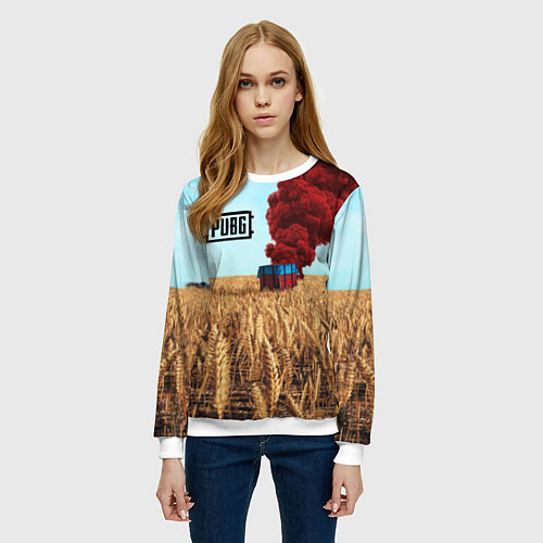 Женский свитшот PUBG Box / 3D-Белый – фото 3