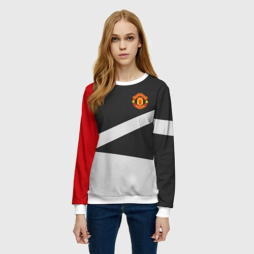 Женский свитшот FC Manchester United: Sport Geometry / 3D-Белый – фото 3