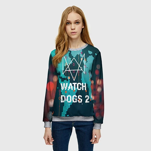 Женский свитшот Watch Dogs 2: Network Hack / 3D-Меланж – фото 3