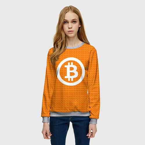 Женский свитшот Bitcoin / 3D-Меланж – фото 3