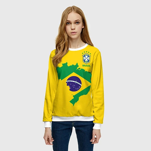 Женский свитшот Сборная Бразилии: желтая / 3D-Белый – фото 3