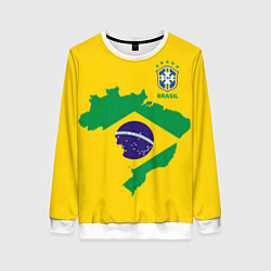 Свитшот женский Сборная Бразилии: желтая, цвет: 3D-белый