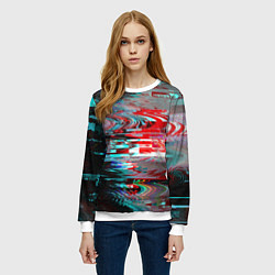 Свитшот женский Glitch effect, цвет: 3D-белый — фото 2