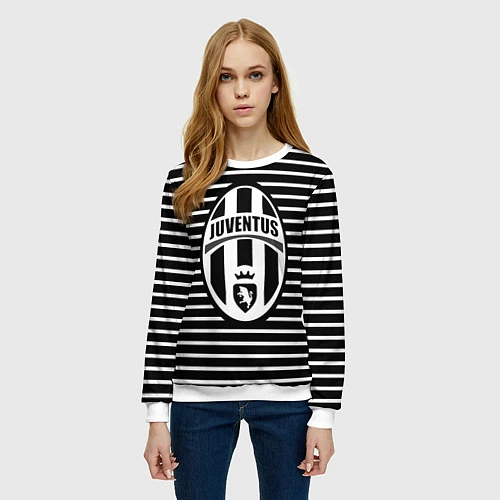 Женский свитшот FC Juventus: Black Lines / 3D-Белый – фото 3