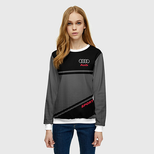 Женский свитшот Audi: Crey & Black / 3D-Белый – фото 3