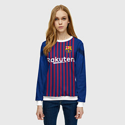 Свитшот женский FC Barcelona: Messi Home 18/19, цвет: 3D-белый — фото 2