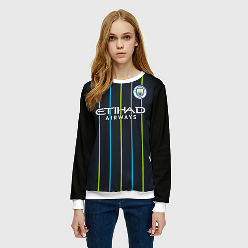 Женский свитшот FC Manchester City: Away 18/19 / 3D-Белый – фото 3