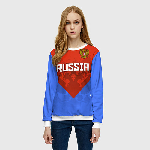 Женский свитшот Russia Red & Blue / 3D-Белый – фото 3